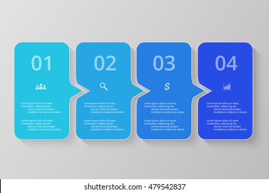 Vector lines arrows infographic. Blue template for diagram, graph, presentation and chart. Business concept with 4 options, parts, steps or processes.