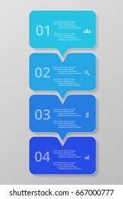 Vector lines arrows infographic. Blue template for diagram, graph, presentation and chart. Business concept with 4 options, parts, steps or processes.