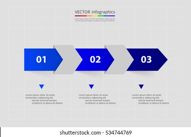 Vector lines arrows infographic. Dark blue template for diagram, graph, presentation and chart. Business concept with 3 options, parts, steps or processes.