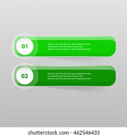 Vector lines arrows infographic. Green template for diagram, graph, presentation and chart. Business concept with 2 options, parts, steps or processes.