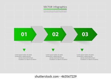 Vector lines arrows infographic. Green template for diagram, graph, presentation and chart. Business concept with 3 options, parts, steps or processes.