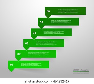 Vector lines arrows infographic. Green template for diagram, graph, presentation and chart. Business concept with 6 options, parts, steps or processes.