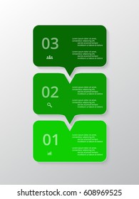Vector lines arrows infographic. Green template for diagram, graph, presentation and chart. Business concept with 3 options, parts, steps or processes.
