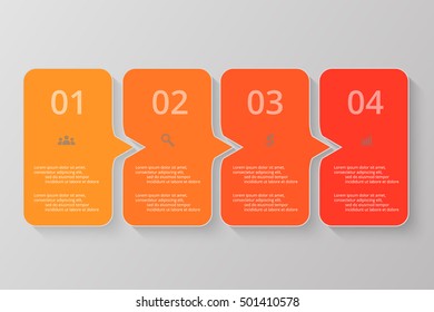 Vector lines arrows infographic. Orange template for diagram, graph, presentation and chart. Business concept with 4 options, parts, steps or processes.