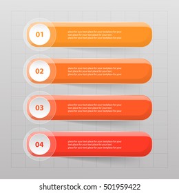 Vector lines arrows infographic. Orange template for diagram, graph, presentation and chart. Business concept with 4 options, parts, steps or processes.