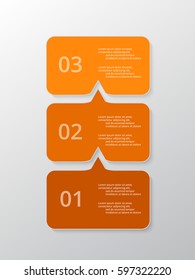 Vector lines arrows infographic. Orange template for diagram, graph, presentation and chart. Business concept with 3 options, parts, steps or processes.