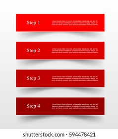 Vector lines arrows infographic. Red template for diagram, graph, presentation and chart. Business concept with 4 options, parts, steps or processes.
