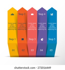 Vector lines arrows infographic. Template for diagram, graph, presentation and chart with 5 options, parts, steps or processes.