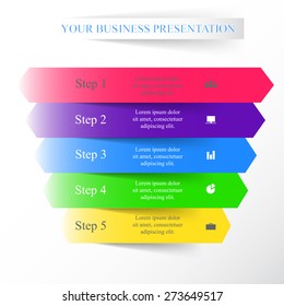 Vector lines arrows infographic. Template for diagram, graph, presentation and chart with 5 options, parts, steps or processes.