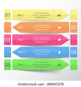 Vector lines arrows infographic. Template for diagram, graph, presentation and chart. Business concept with 5 options, parts, steps or processes.