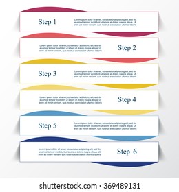 Vector lines arrows infographic. Template for diagram, graph, presentation and chart. Business concept with 6 options, parts, steps or processes.