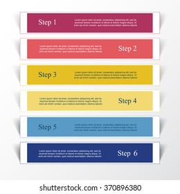 Vector lines arrows infographic. Template for diagram, graph, presentation and chart. Business concept with 6 options, parts, steps or processes.