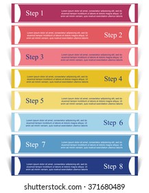 Vector lines arrows infographic. Template for diagram, graph, presentation and chart. Business concept with 8 options, parts, steps or processes.