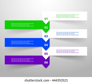 Vector lines arrows infographic. Template for diagram, graph, presentation and chart. Business concept with 6 options, parts, steps or processes.