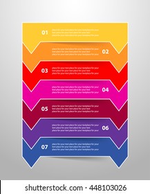Vector lines arrows infographic. Template for diagram, graph, presentation and chart. Business concept with 7 options, parts, steps or processes.