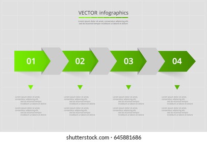 Las flechas de líneas vectoriales son infográficas. Plantilla para diagrama, gráfico, presentación y gráfico. Concepto de negocio con 4 opciones, piezas, pasos o procesos.