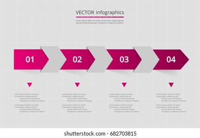 Vector lines arrows infographic. Template for diagram, graph, presentation and chart. Business concept with 4 options, parts, steps or processes.