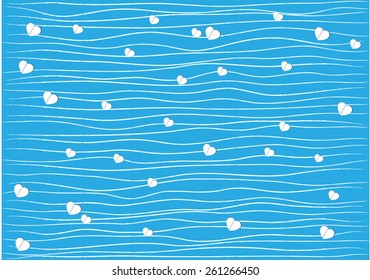 vector lines blue background with heart shapes