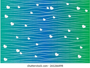 vector lines blue background with heart shapes