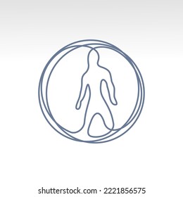 Vektorgrafik-Linien Körper-Silhouette im Kreis, Aura-einfaches Zeichen