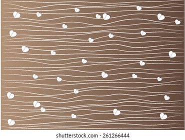 vector lines brown background with heart shapes