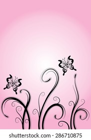 vector lines with butterfly background