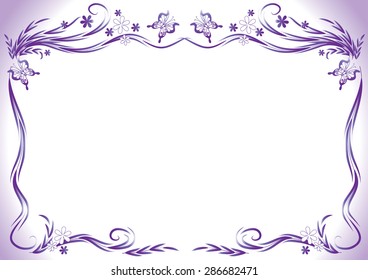vector lines butterfly and flowers background