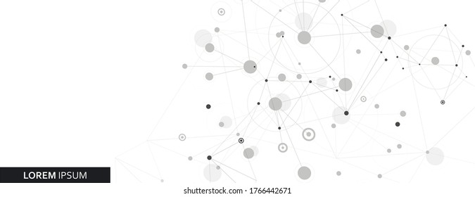 Vector lines, circle, dots connect in abstract style. Circle shape. Vector art background