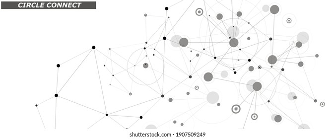 Vector lines, circle, dots connect in abstract style. Circle shape. Abstract motion. Technology abstract art background. Abstract technical background