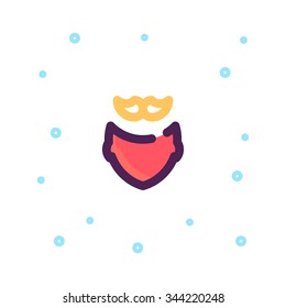 Vector lines color flat icon santa beard
