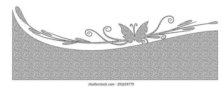 Vector lines drawing butterfly wing background
