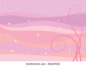 Vector lines drawing pink wave background