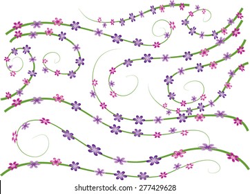vector lines with flowers