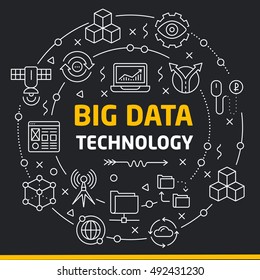 vector lines icons illustration big data