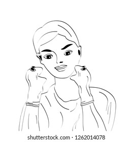 Vector lines. A man and a puppet theatre