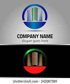 vector lines office building logo isolated 