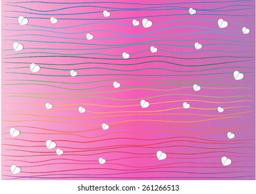 vector lines purple background with heart shapes