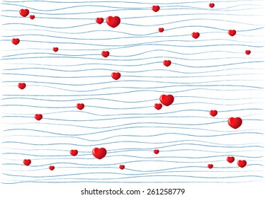 vector lines with red heart shapes 