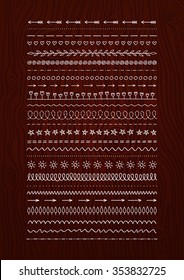 Vector lines set on a wood background.