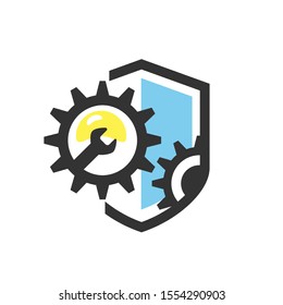 Vector lines shield and Gear vector color Combination