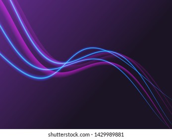 Vector lines wave neon background. Abstract neon glowing shapes. Digital graphic for brochure, website, flyer, print, poster, other design.