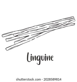 Vector of Linguine hand drawn sketch style. Drawing element design. Used for menu, poster, banner, label, logo or printed t-shirts, etc.