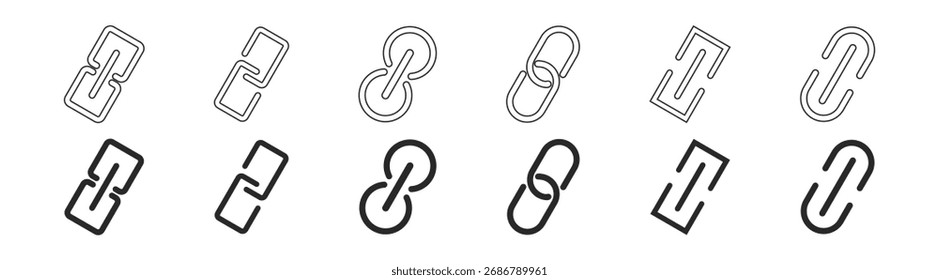 Conjunto de iconos de Enlaces y cadenas de Vector con Web, redes y símbolos del ciberespacio. Incluye Botones aislados, Elementos de interfaz, seguridad, comunicación, accesorio y diseño plano para Sitios web y App