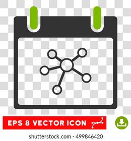 Vector Links Calendar Day EPS vector pictogram. Illustration style is flat iconic bicolor eco green and gray symbol on a transparent background.