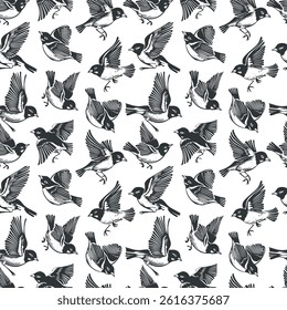 Vector linocut poster template in minimal style. Botanical blockprint