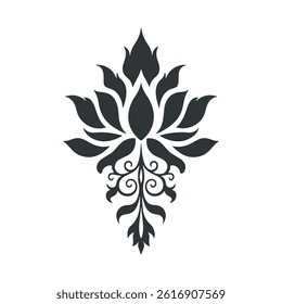 Vector linocut poster template in minimal style. Botanical blockprint