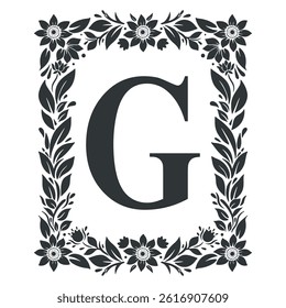Vector linocut poster template in minimal style. Botanical blockprint