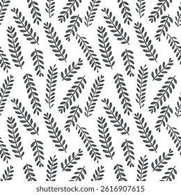 Vector linocut poster template in minimal style. Botanical blockprint