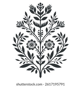 Vector linocut poster template in minimal style. Botanical blockprint