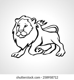 Vector lion. Black and white outline drawing